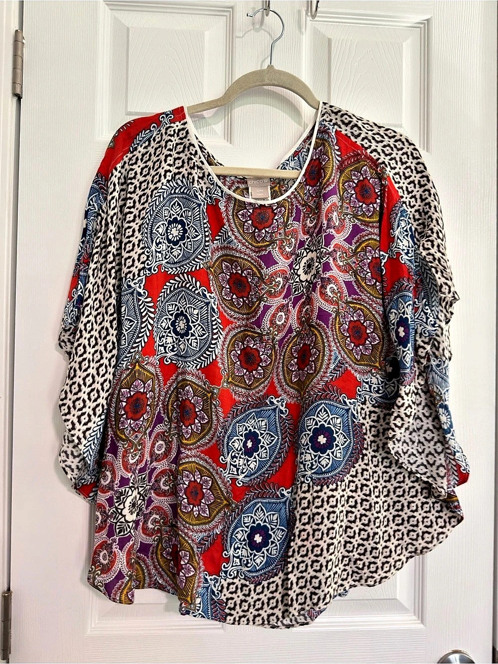 Chico's Paisley Tunic in Red & Blue Size Small/Medium